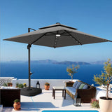 Patioslife Aegis Pro Cantilever Umbrella with LED Lights and Cover, Reinforced & Powder-Coated Aluminium Ribs and Pole — Perfect for Garden & Patio