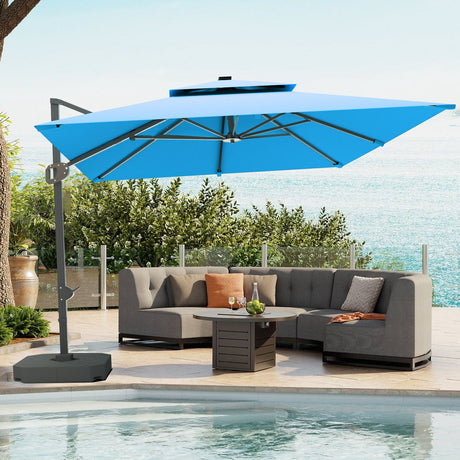 Cantilever Patio Umbrella,patioslife,Poolside,Outdoor Leisure Area,Outdoor Kitchen or Dining Area,Garden Pathway,Rooftop Terrace,Sun Shading & Light Contro,Space Definition,base,sky blue