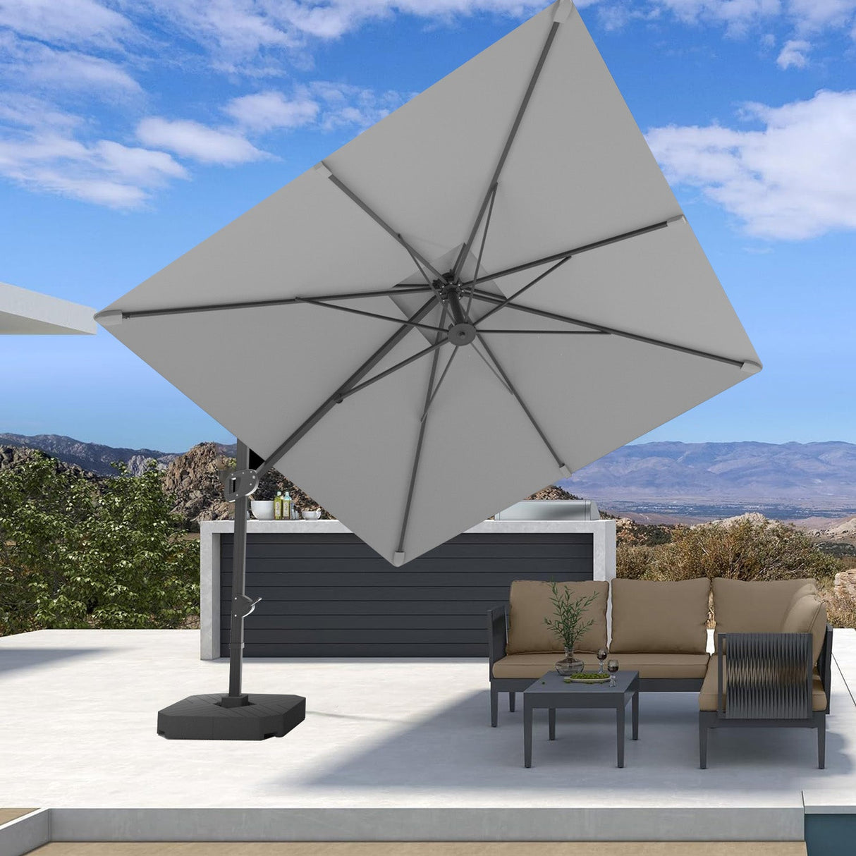 Cantilever Patio Umbrella,patioslife,Poolside,Outdoor Leisure Area,Outdoor Kitchen or Dining Area,Garden Pathway,Rooftop Terrace,Sun Shading & Light Contro,Space Definition,base,