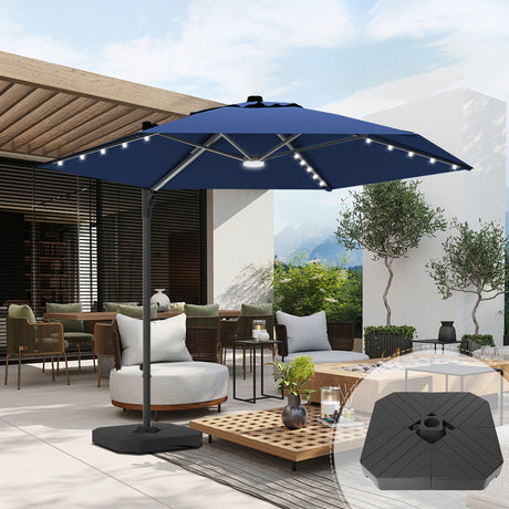 Cantilever Patio Umbrella,patioslife,Poolside,Outdoor Leisure Area,Outdoor Kitchen or Dining Area,Garden Pathway,Rooftop Terrace,Sun Shading & Light Contro,Space Definition,LED,base,blue