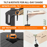 Patioslife Aegis Premium Cantilever Umbrella with LED Strip Lights, Fibreglass Ribs, Powder-Coated Aluminium Pole & Protective Cover — Luxury Garden & Patio Shade