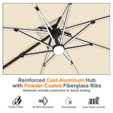 Patioslife Aegis Premium Cantilever Umbrella with Full-Rib LED Strip Lighting, Fibreglass Ribs and Powder-Coated Aluminium Pole for Luxury Garden & Patio Shade