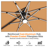 Patioslife Aegis Premium Cantilever Umbrella with Full-Rib LED Strip Lighting, Fibreglass Ribs and Powder-Coated Aluminium Pole for Luxury Garden & Patio Shade