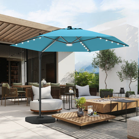 Cantilever Patio Umbrella,patioslife,Poolside,Outdoor Leisure Area,Outdoor Kitchen or Dining Area,Garden Pathway,Rooftop Terrace,Sun Shading & Light Contro,Space Definition,LED,base,sky blue