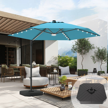 Cantilever Patio Umbrella,patioslife,Poolside,Outdoor Leisure Area,Outdoor Kitchen or Dining Area,Garden Pathway,Rooftop Terrace,Sun Shading & Light Contro,Space Definition,LED,base,sky blue