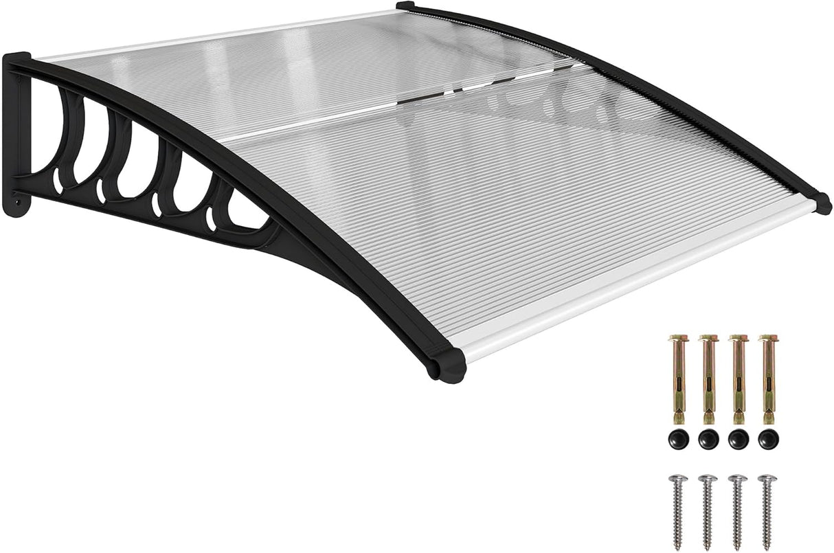 Patioslife Window & Door Awning Canopy – Clear Polycarbonate Outdoor Cover for Patio, Sun, Rain & Snow Protection