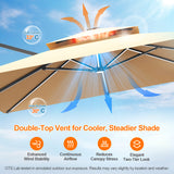 Patioslife Aegis Premium Cantilever Umbrella with Full-Rib LED Strip Lighting, Fibreglass Ribs and Powder-Coated Aluminium Pole for Luxury Garden & Patio Shade