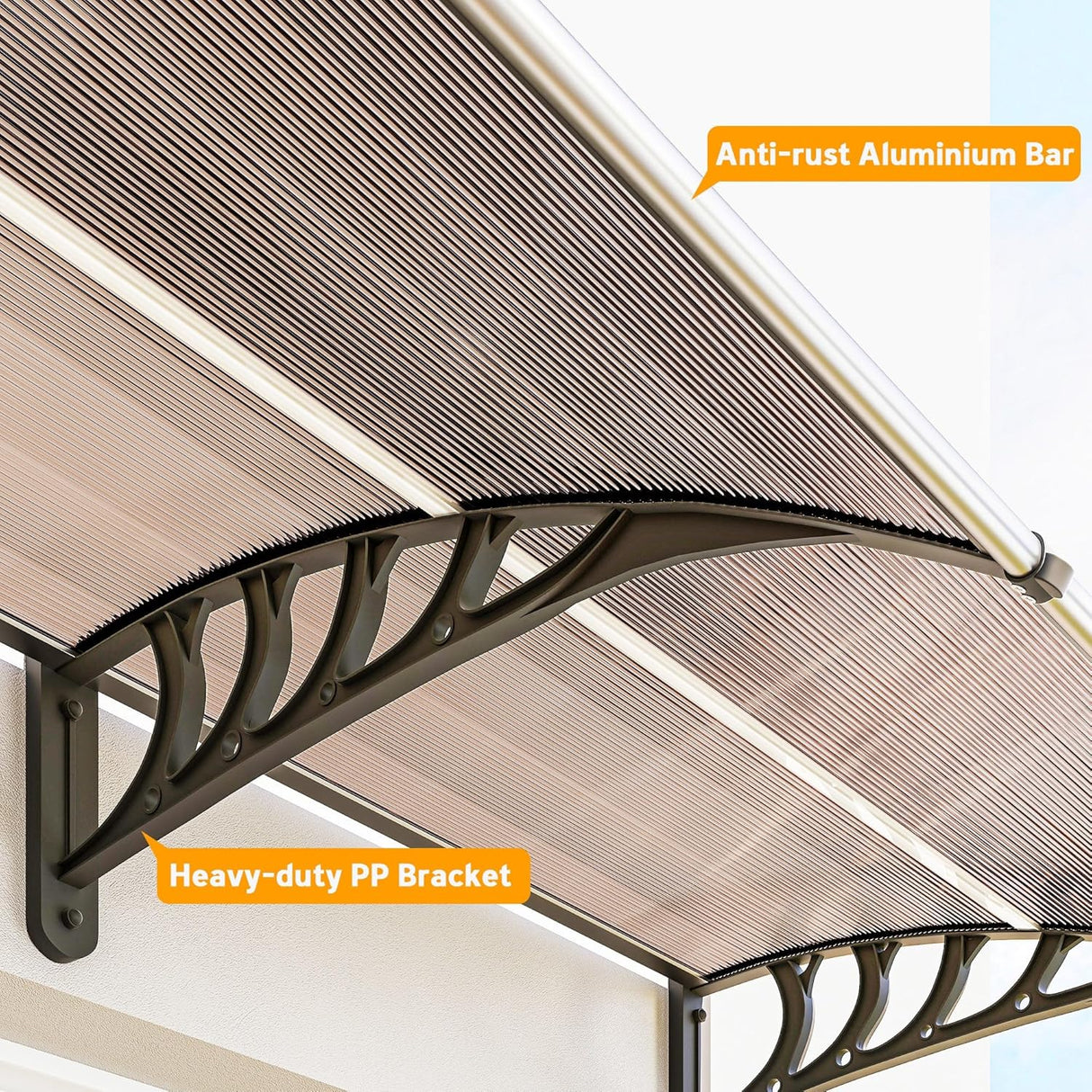Patioslife Window & Door Awning Canopy – Clear Polycarbonate Outdoor Cover for Patio, Sun, Rain & Snow Protection
