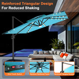 Patioslife Aegis Pro Cantilever Umbrella with LED Lights, Reinforced & Powder-Coated Aluminium Ribs and Pole — Perfect for Garden & Patio
