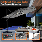 Patioslife Aegis Pro Cantilever Umbrella with LED Lights, Reinforced & Powder-Coated Aluminium Ribs and Pole — Perfect for Garden & Patio
