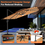 Patioslife Aegis Pro Cantilever Umbrella with LED Lights, Reinforced & Powder-Coated Aluminium Ribs and Pole — Perfect for Garden & Patio