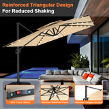 Patioslife Aegis Pro Cantilever Umbrella with LED Lights, Reinforced & Powder-Coated Aluminium Ribs and Pole — Perfect for Garden & Patio