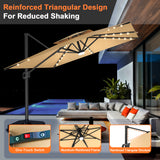 Patioslife Aegis Pro Cantilever Umbrella with LED Lights, Reinforced & Powder-Coated Aluminium Ribs and Pole — Perfect for Garden & Patio