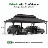 Patioslife All-Weather Aluminum Carport – Steel Roof Canopy for Cars, Motorcycles, RVs & Boats