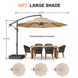 Patioslife Heavy Duty 10FT Cantilever Umbrella with Base – Premium Outdoor Shade for Patio, Backyard & Deck Living