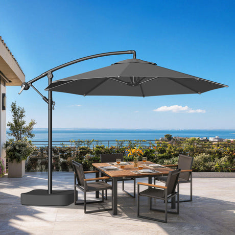 Patioslife Heavy Duty 10FT Cantilever Umbrella with Base – Premium Outdoor Shade for Patio, Backyard & Deck Living
