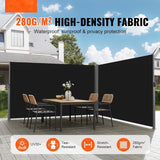 Patioslife Double Retractable Side Awning – Aluminum Privacy Screen & Wind Divider for Patio, Balcony, Terrace & Pool Area