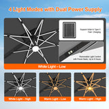 Patioslife Aegis Premium Cantilever Umbrella with Full-Rib LED Strip Lighting, Fibreglass Ribs and Powder-Coated Aluminium Pole for Luxury Garden & Patio Shade