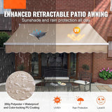 Patioslife Manual Retractable Awning – Outdoor Water-Resistant Polyester Sun Shade with Crank Handle for Patio, Balcony & Backyard