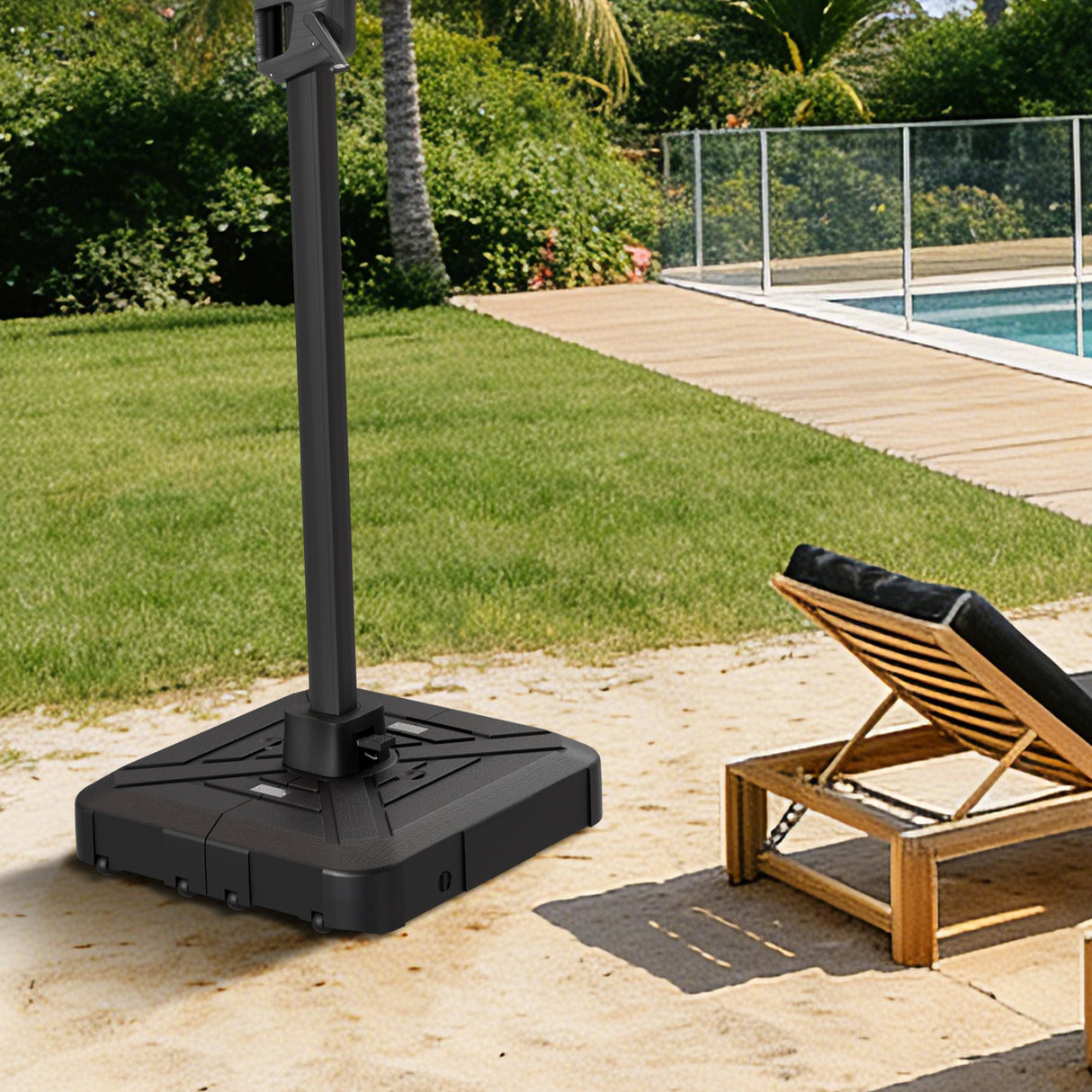 Patioslife Cantilever Umbrella Base with wheels 250–440lb for Aegis Series Umbrella, Heavy-Duty Outdoor Rolling Stand, Refillable HDPE Offset Weights with Wheels for Patio, Garden & Poolside Stability