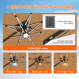 Patioslife Aegis Premium Cantilever Umbrella with Full-Rib LED Strip Lighting, Fibreglass Ribs and Powder-Coated Aluminium Pole for Luxury Garden & Patio Shade