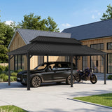 Patioslife All-Weather Aluminum Carport – Steel Roof Canopy for Cars, Motorcycles, RVs & Boats