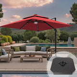 Patioslife Aegis Pro Cantilever Umbrella with LED Lights and Cover, Reinforced & Powder-Coated Aluminium Ribs and Pole — Perfect for Garden & Patio