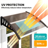 Patioslife Window & Door Awning Canopy – Clear Polycarbonate Outdoor Cover for Patio, Sun, Rain & Snow Protection