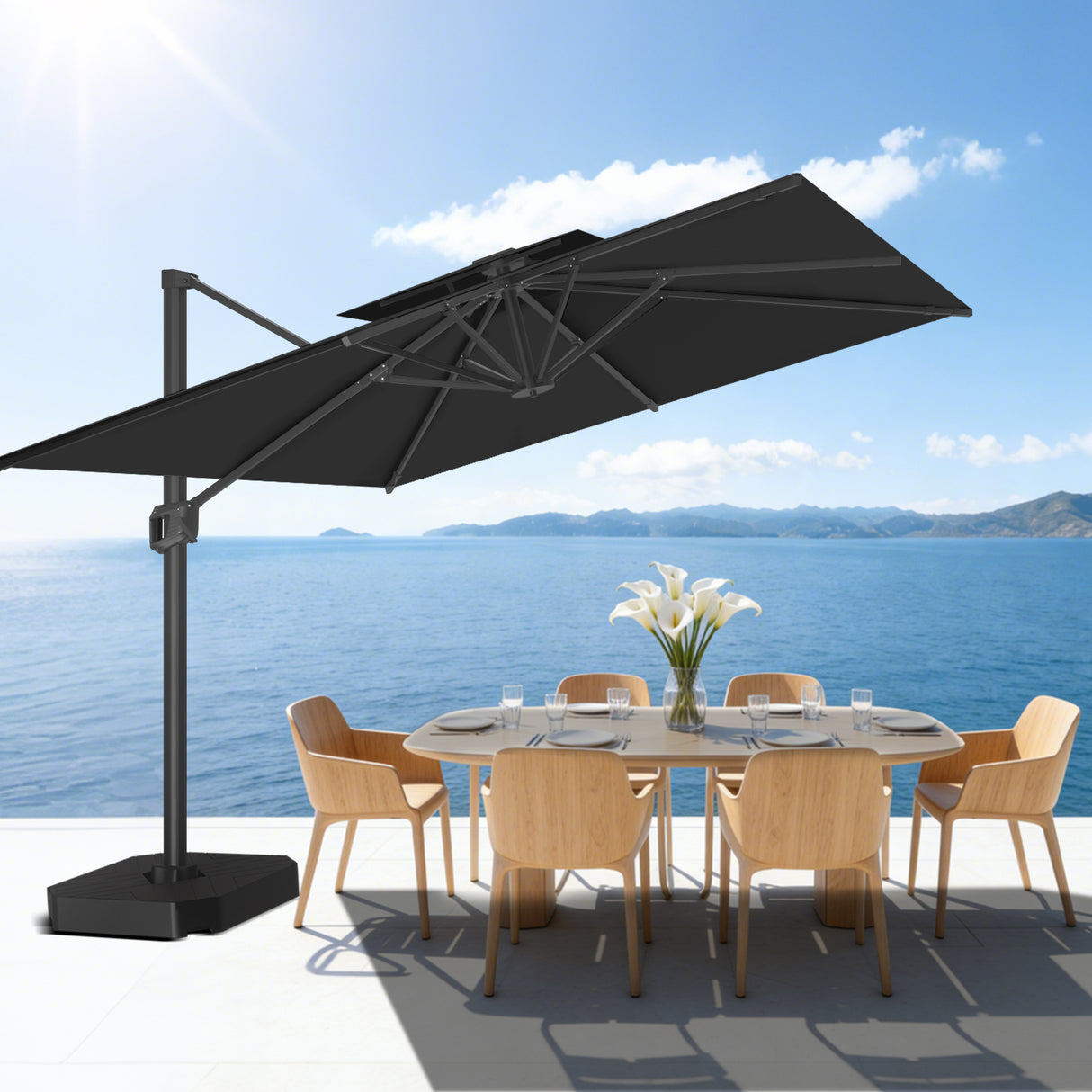 Patioslife Aegis Pro Cantilever Umbrella, Reinforced & Powder-Coated Aluminium Ribs and Pole for Garden & Patio