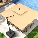 Patioslife Cantilever Umbrella Base with wheels 250–440lb for Aegis Series Umbrella, Heavy-Duty Outdoor Rolling Stand, Refillable HDPE Offset Weights with Wheels for Patio, Garden & Poolside Stability