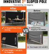 Patioslife Double Retractable Side Awning – Aluminum Privacy Screen & Wind Divider for Patio, Balcony, Terrace & Pool Area