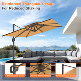 Patioslife Aegis Premium Cantilever Umbrella with Full-Rib LED Strip Lighting, Fibreglass Ribs and Powder-Coated Aluminium Pole for Luxury Garden & Patio Shade