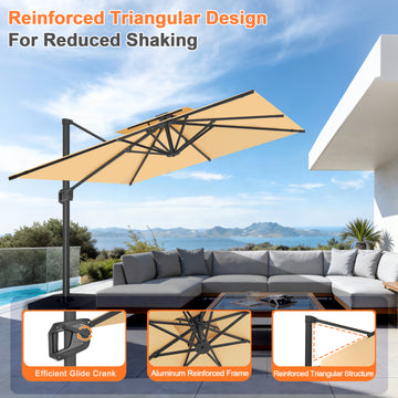 Patioslife Aegis Pro Cantilever Umbrella, Reinforced & Powder-Coated A – CA-Patioslife