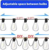 Patioslife LED Outdoor String Lights with Shatterproof Edison Bulbs – Waterproof, Commercial Grade 2700K Patio Lights for Garden, Porch & Deck Decor