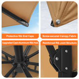 Patioslife Aegis Pro Cantilever Umbrella with LED Lights, Reinforced & Powder-Coated Aluminium Ribs and Pole — Perfect for Garden & Patio