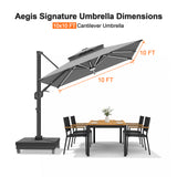 Patioslife Aegis Signature Rotating Cantilever Patio Umbrella with Adjustable Tilt | Large Outdoor Shade Umbrella for Garden, Deck & Poolside,  Includes Free Premium Cover