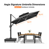 Patioslife Aegis Signature Rotating Cantilever Patio Umbrella with Adjustable Tilt | Large Outdoor Shade Umbrella for Garden, Deck & Poolside,  Includes Free Premium Cover