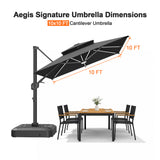 Patioslife Aegis Signature Rotating Cantilever Patio Umbrella with Adjustable Tilt | Large Outdoor Shade Umbrella for Garden, Deck & Poolside,  Includes Free Premium Cover