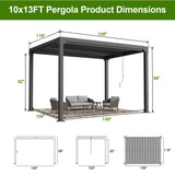 Patioslife Atlantic Premium Louvered Pergola with Adjustable Roof Panels, Integrated Gutter System & Freestanding All-Weather Outdoor Shelter for Patio, Deck & Poolside