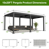 Patioslife Atlantic Premium Louvered Pergola with Adjustable Roof Panels, Integrated Gutter System & Freestanding All-Weather Outdoor Shelter for Patio, Deck & Poolside