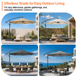 Patioslife Heavy Duty 10FT Cantilever Umbrella with Base – Premium Outdoor Shade for Patio, Backyard & Deck Living