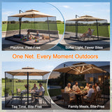 Patioslife Cantilever Umbrella Mosquito Net – Zip-Entry Mesh Screen with Weighted Base, Fits 8–13ft Umbrellas