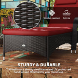 Patioslife Wicker Chaise Lounge Chair – Outdoor PE Rattan Sun Lounger with Cushion, Adjustable 5-Level Backrest, Headrest & Wheels, Deep Coffee & Cream White