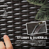 Patioslife Wicker Chaise Lounge Chair – Outdoor PE Rattan Sun Lounger with Cushion, Adjustable 5-Level Backrest, Headrest & Wheels, Deep Coffee & Cream White