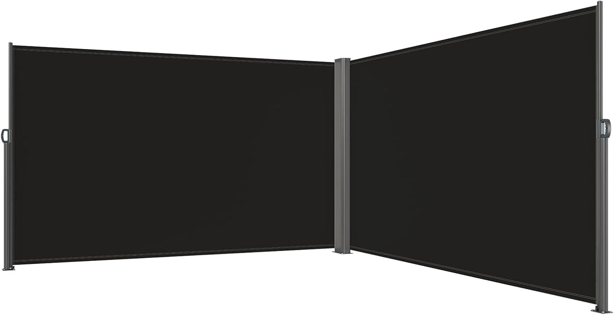 Patioslife Double Retractable Side Awning – Aluminum Privacy Screen & Wind Divider for Patio, Balcony, Terrace & Pool Area