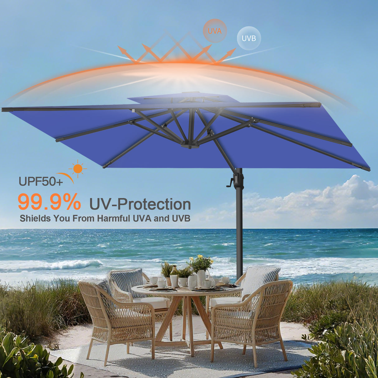 Patioslife Aegis Pro Cantilever Umbrella, Reinforced & Powder-Coated Aluminium Ribs and Pole for Garden & Patio