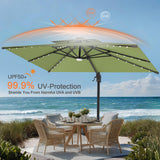 Patioslife Aegis Pro Cantilever Umbrella with LED Lights, Reinforced & Powder-Coated Aluminium Ribs and Pole — Perfect for Garden & Patio