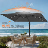 Patioslife Aegis Pro Cantilever Umbrella with LED Lights, Reinforced & Powder-Coated Aluminium Ribs and Pole — Perfect for Garden & Patio