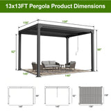 Patioslife Atlantic Premium Louvered Pergola with Adjustable Roof Panels, Integrated Gutter System & Freestanding All-Weather Outdoor Shelter for Patio, Deck & Poolside