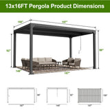 Patioslife Atlantic Premium Louvered Pergola with Adjustable Roof Panels, Integrated Gutter System & Freestanding All-Weather Outdoor Shelter for Patio, Deck & Poolside